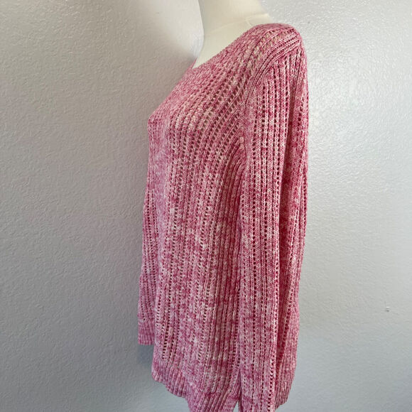 Talbots Sweater Womens Large Pink Open Knit Pullover Beach Cotton Preppy NWT - Picture 5 of 11